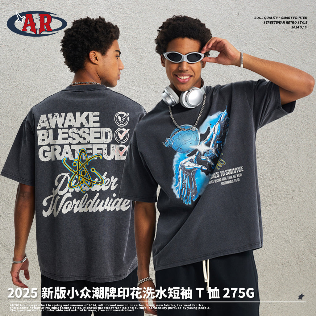 ARTIE Washed Old Loose Printing Tee