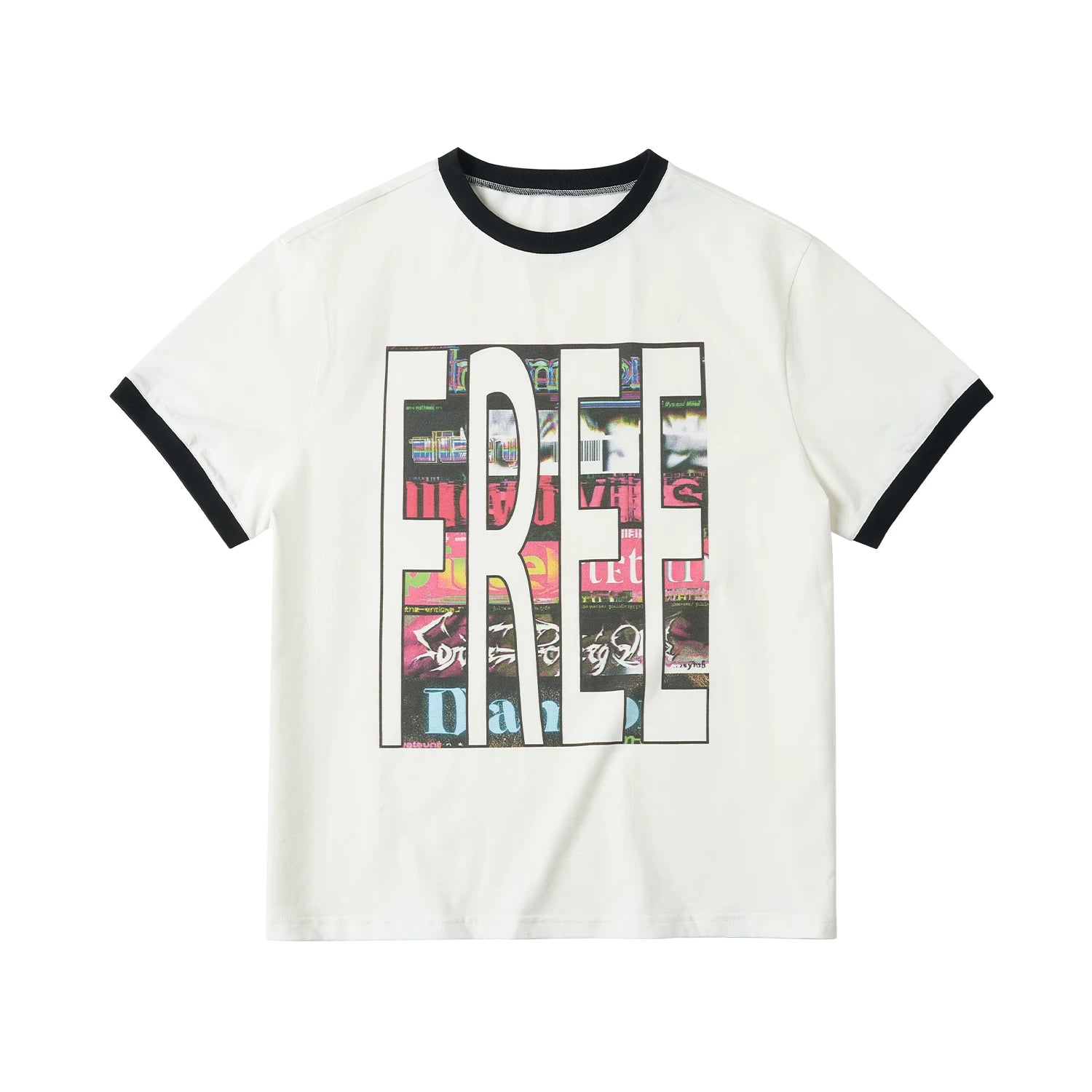 SAXGENWON Contrast Splicing Front Shoulder Tee
