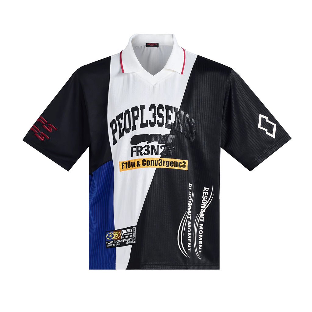 PEOPLESENSE Contrasting Splicing Sports Quick-drying Tee
