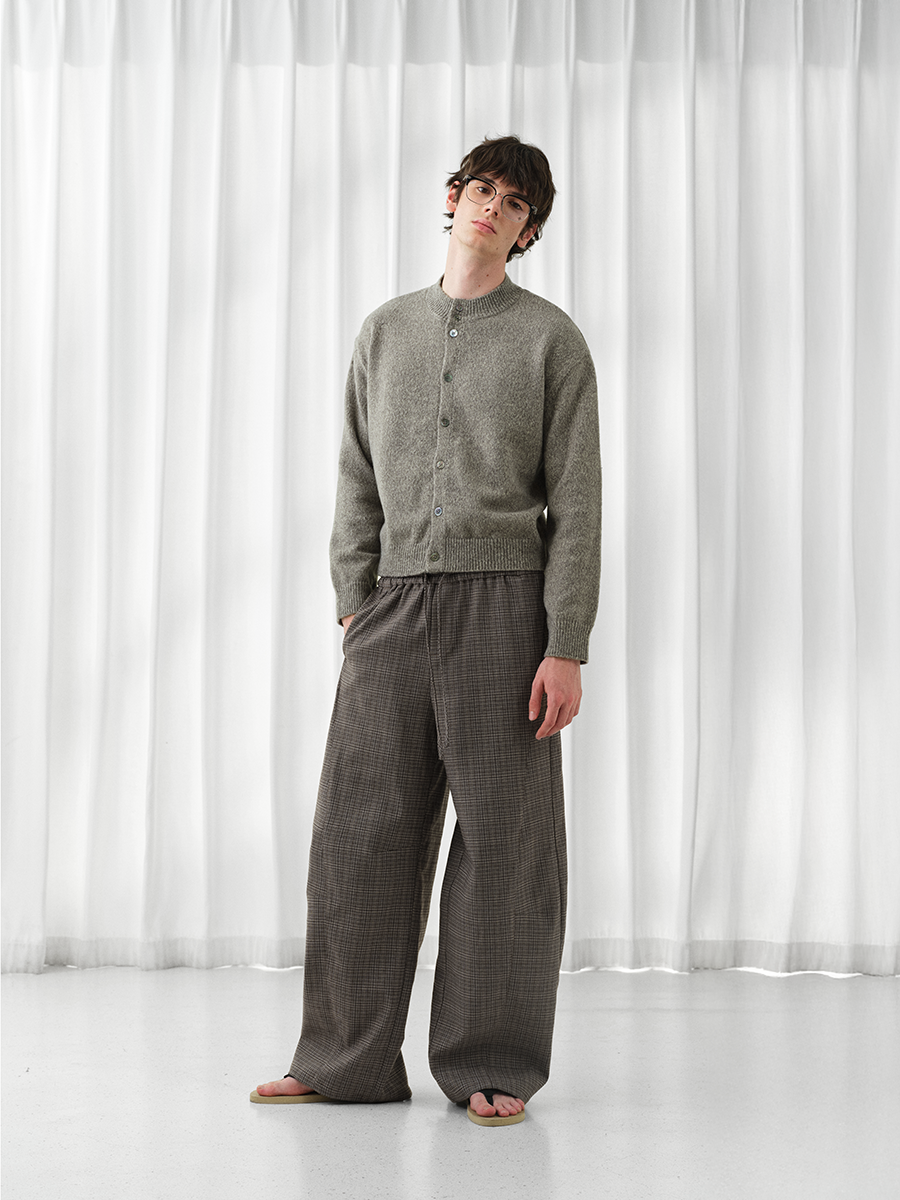 VLABMADE Lazy Slack Thousand Birds Plaid Wide Leg Pants