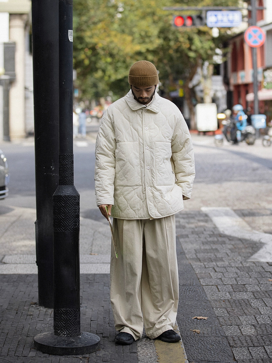 NOEARS Stand Neck Side Split Oversized Cotton Clothes