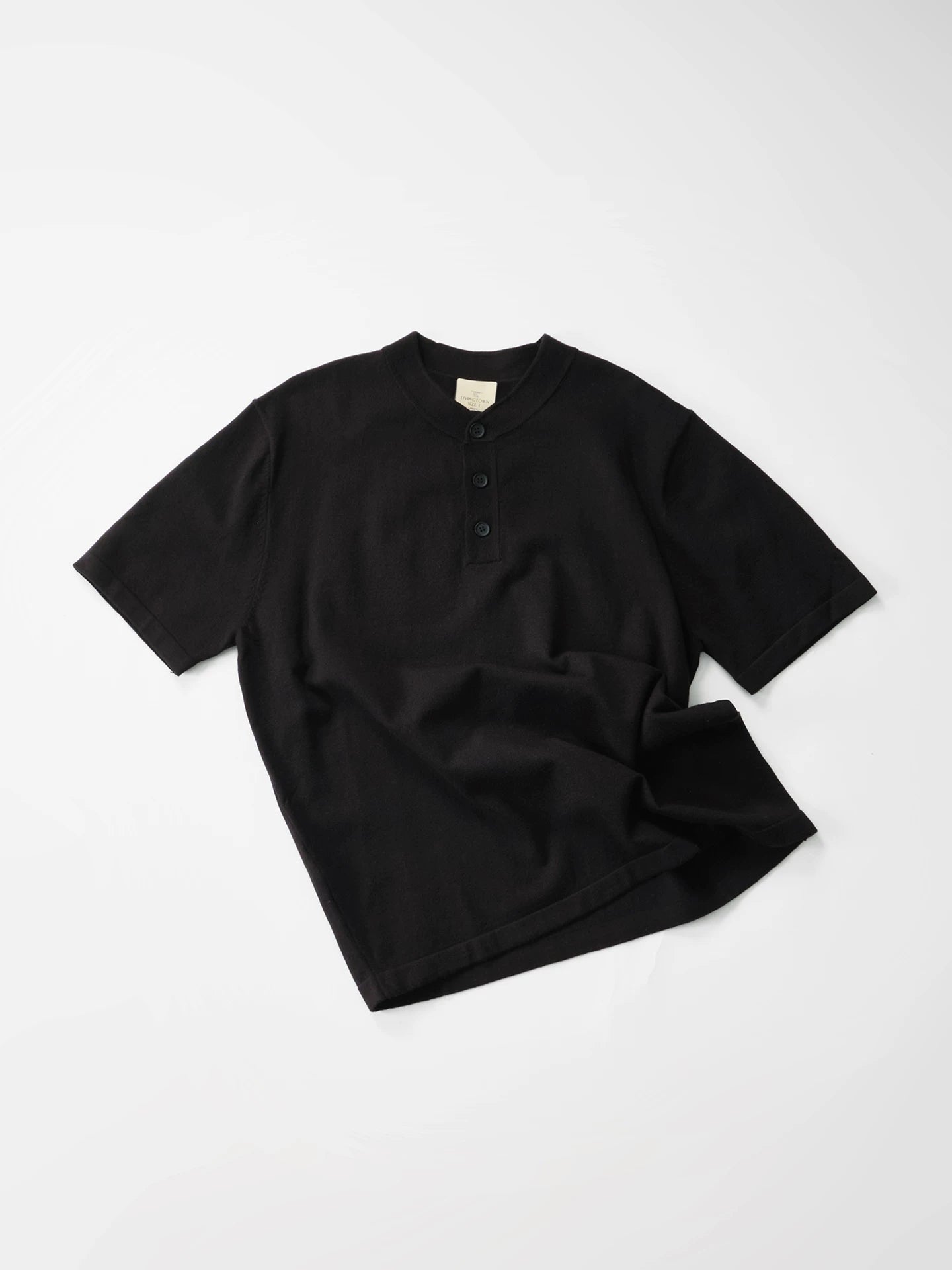 LIVINGTOWN Simple Henry Collar Versatile Casual Tee