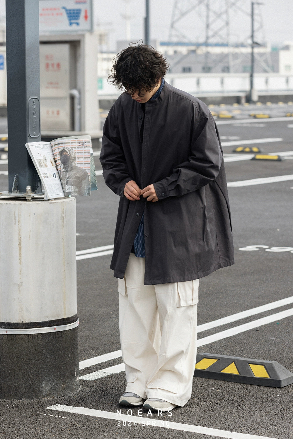 NOEARS Retro Medium and Long Single-breasted Trench Coat