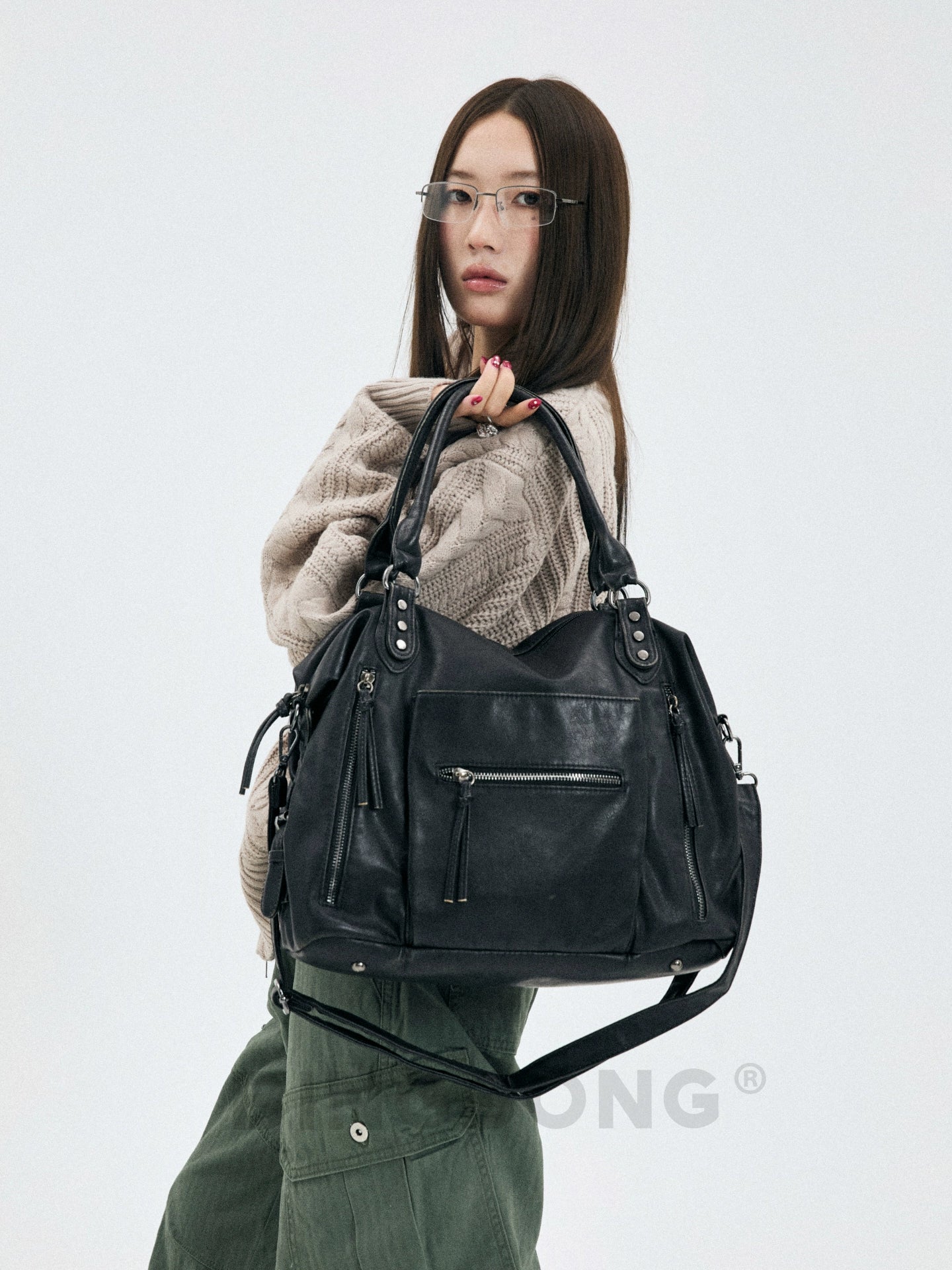 BINGBONG Retro Large Capacity Shoulder Messenger Bag