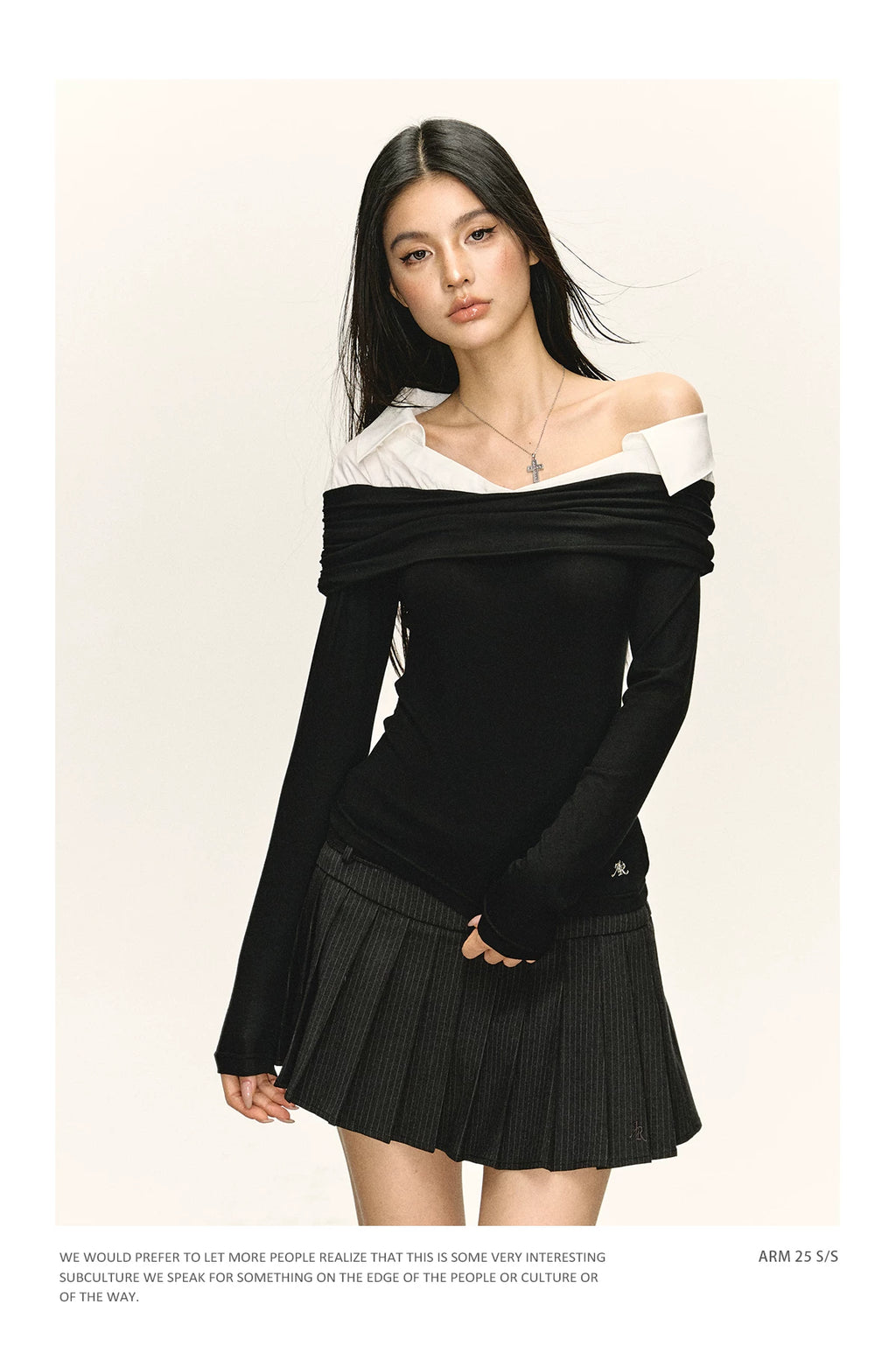Ariseism Vintage Slim Fake Two-piece Long Sleeve