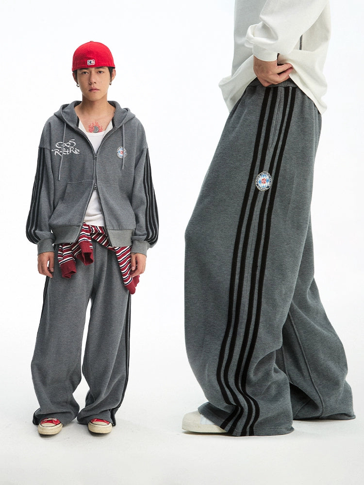 CoosRetro Striped Straight Loose Casual Wide Leg Pants