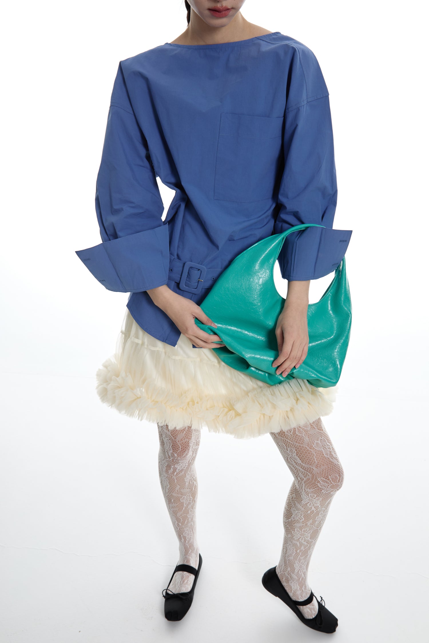 DirtySix Fuka bento soft pleated shiny leather bag