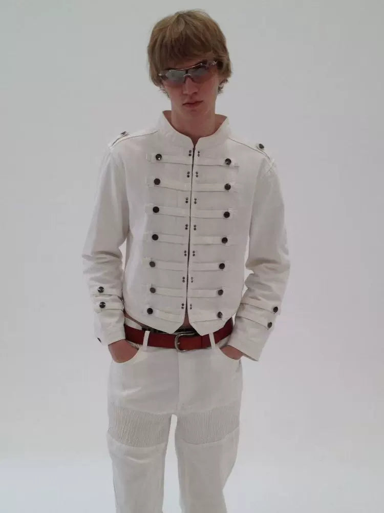 CHAI Napoleon C standard embroidered bundle buckle ancient short cotton jacket