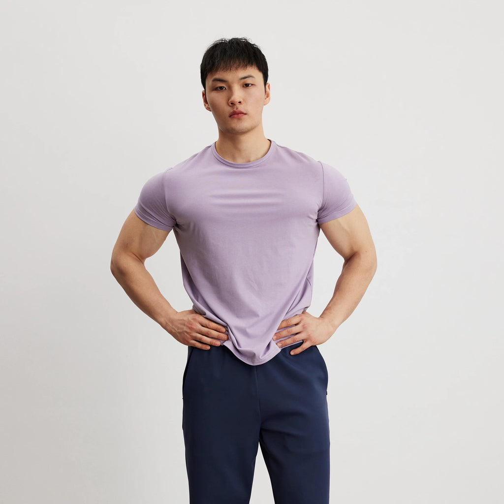 AFTERGLOW Crew Neck Front Shoulder Casual Tee