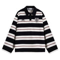 Loopsoon Striped Contrast Lapel Embroidered English Loose Sweatshirt