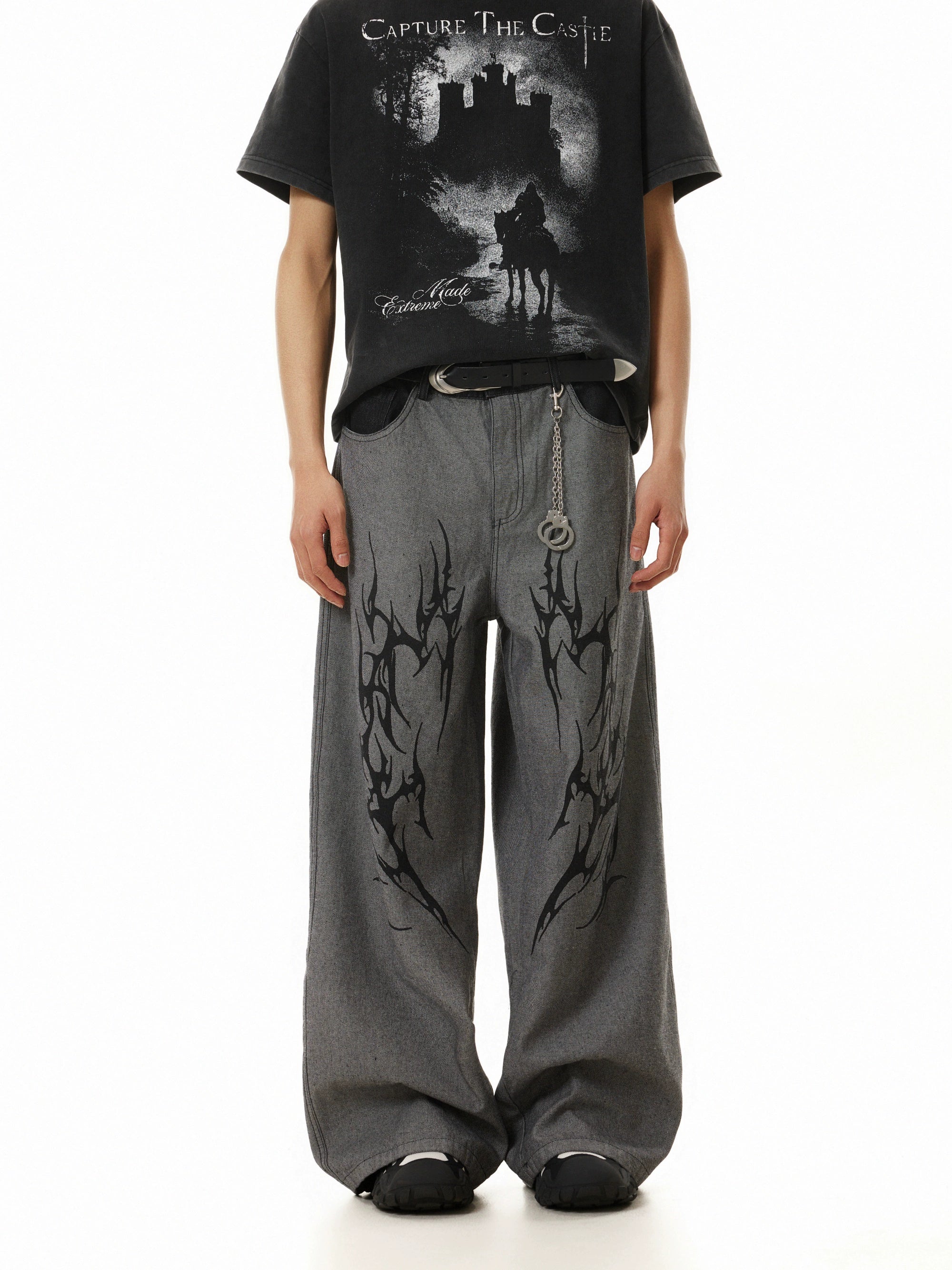 BTSG Thorn Totem Embroidery Stitching Vintage Jeans