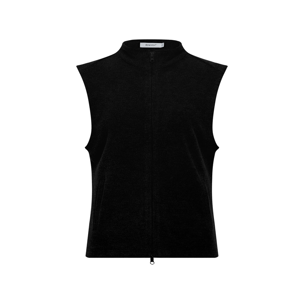 FUNKYFUN Waist Stand-up Collar Double Zipper Cardigan Vest