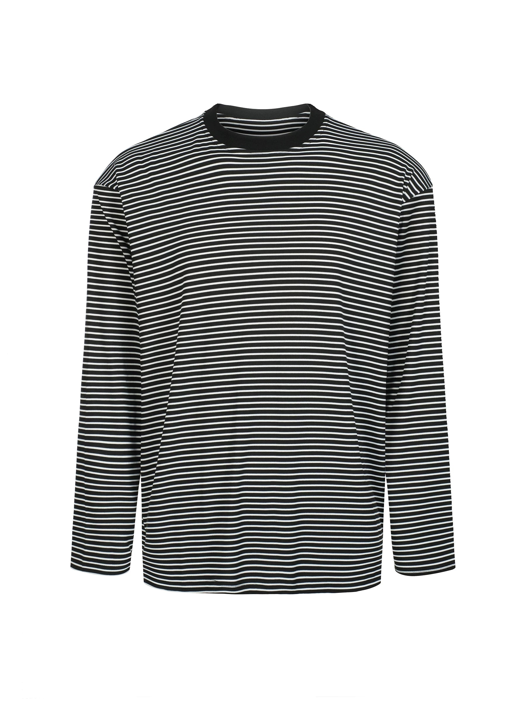TERRAINCOGNITA Striped Crew Neck Loose Casual Long Sleeve