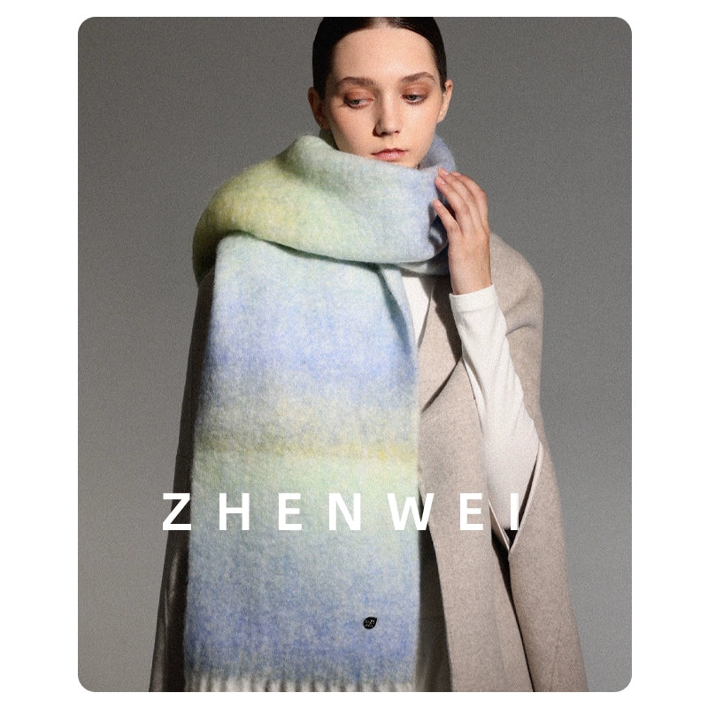 ZHENWEI Gradient Lengthened Shawl Thickened Snood