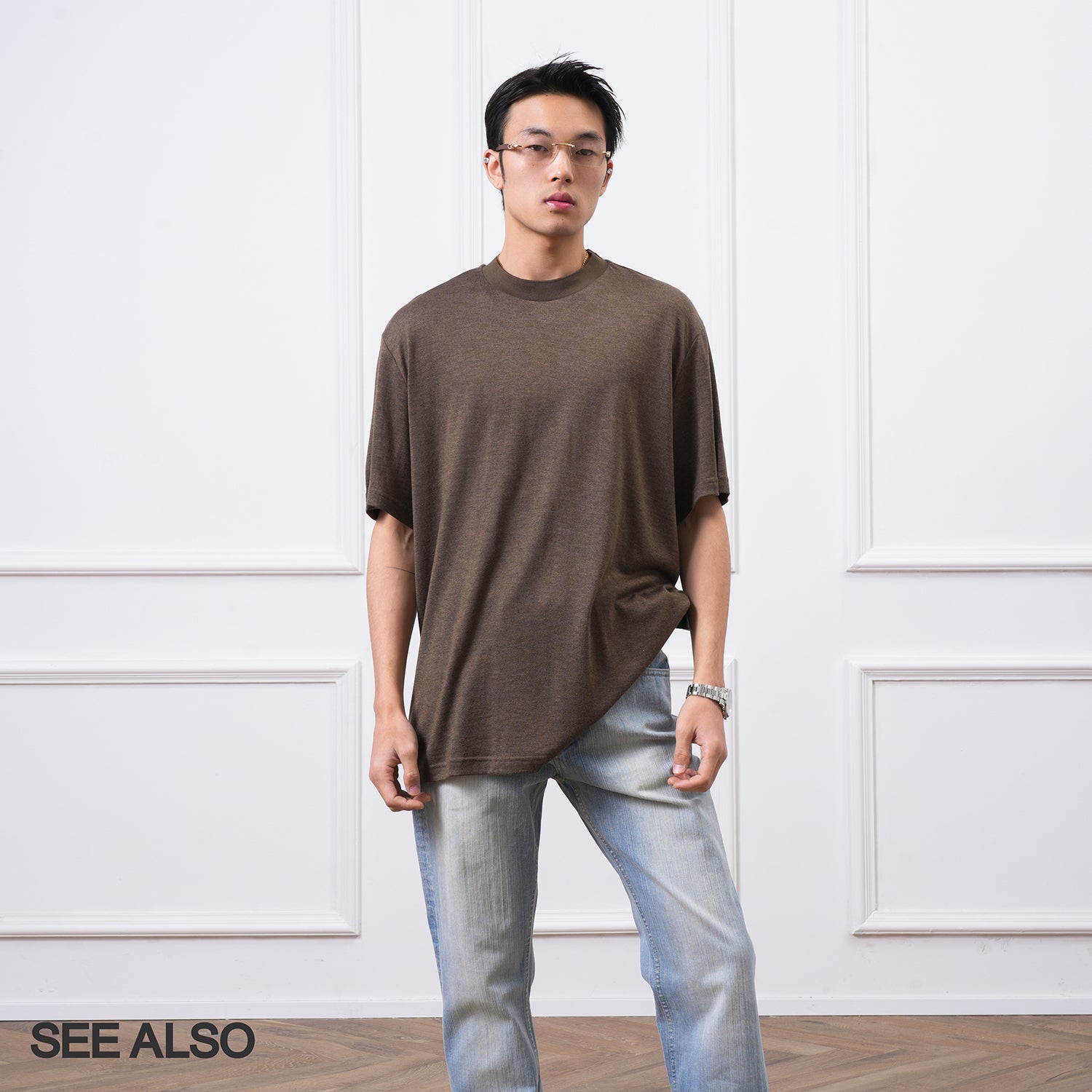 SEE ALSO "Tencel Worsted Wool" Slack Comfortable Soft Waxy Slightly Wide Short Sleeve SA006