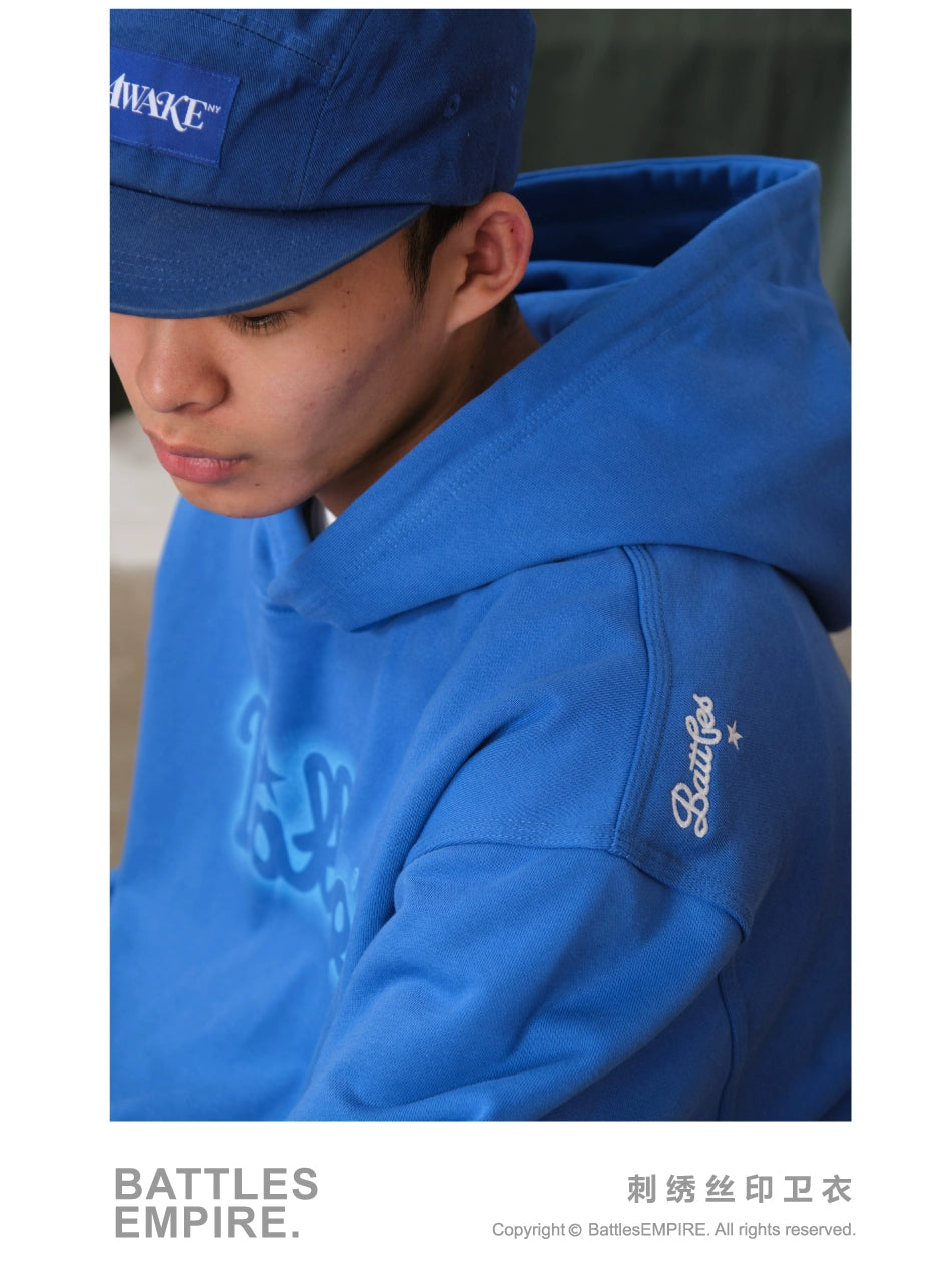 Battles Embroidered Fleece Loose Hoodie