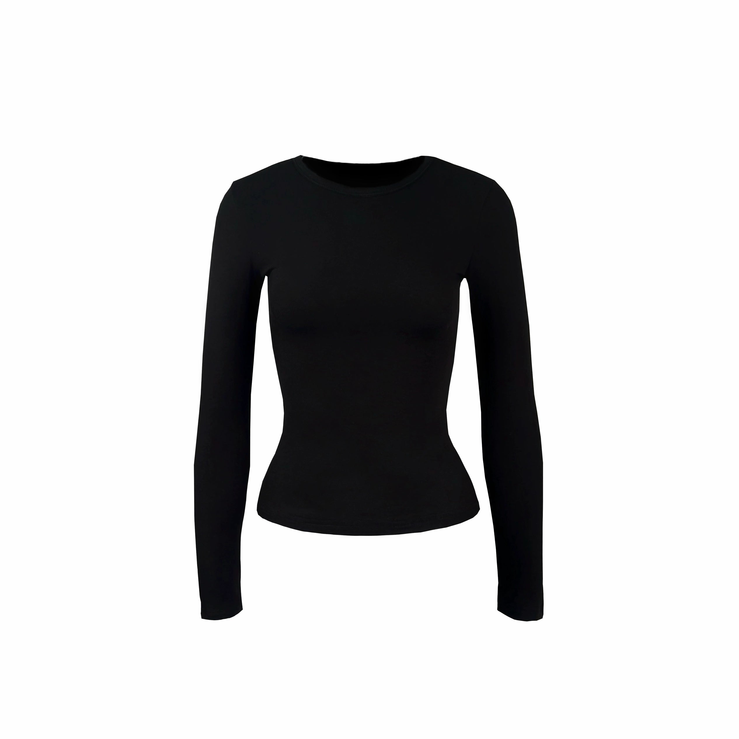 Jim Kennet Crew Neck Micro Transparent Shoulder Long Sleeve Bottom Shirt