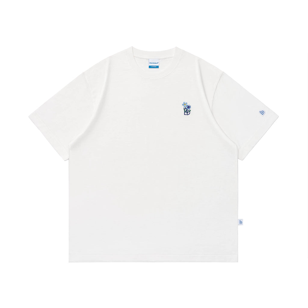BENT IDEA Bouquet Embroidery Thickened Casual Versatile Tee