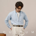 CULTUM ROWING CLUB Washed Oxford Spun Button-Neck Long Sleeve Shirt