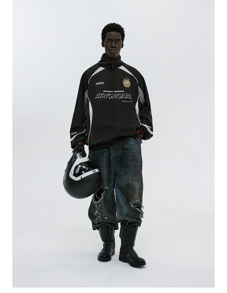 ATRY Windproof Contrasting Print Stitched Blazer