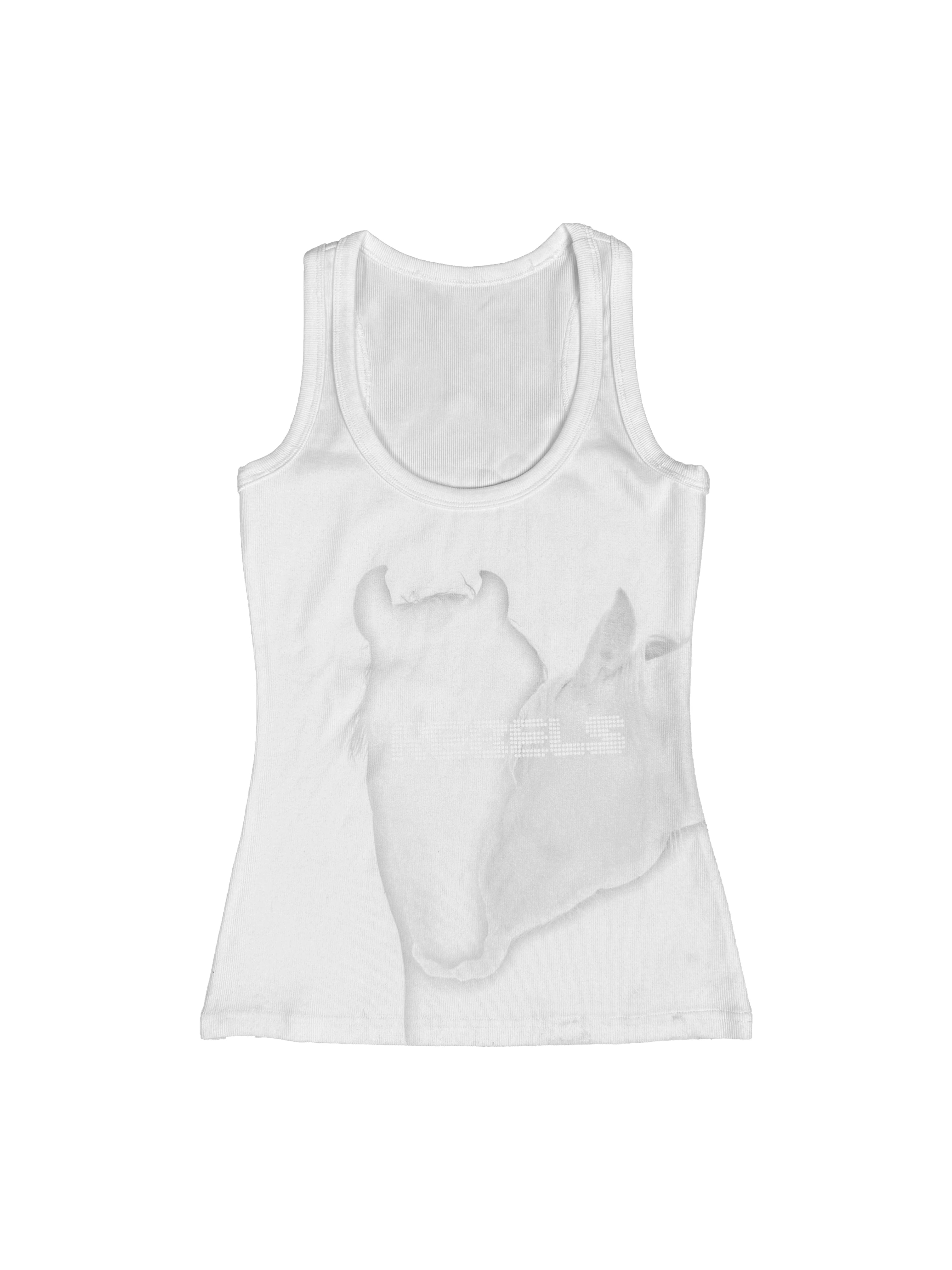 CHAI White Ink Print Stretch Tight Vest