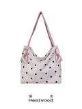 Heelwood Large Capacity Contrast Color Polka Dot Shoulder Tote Bag