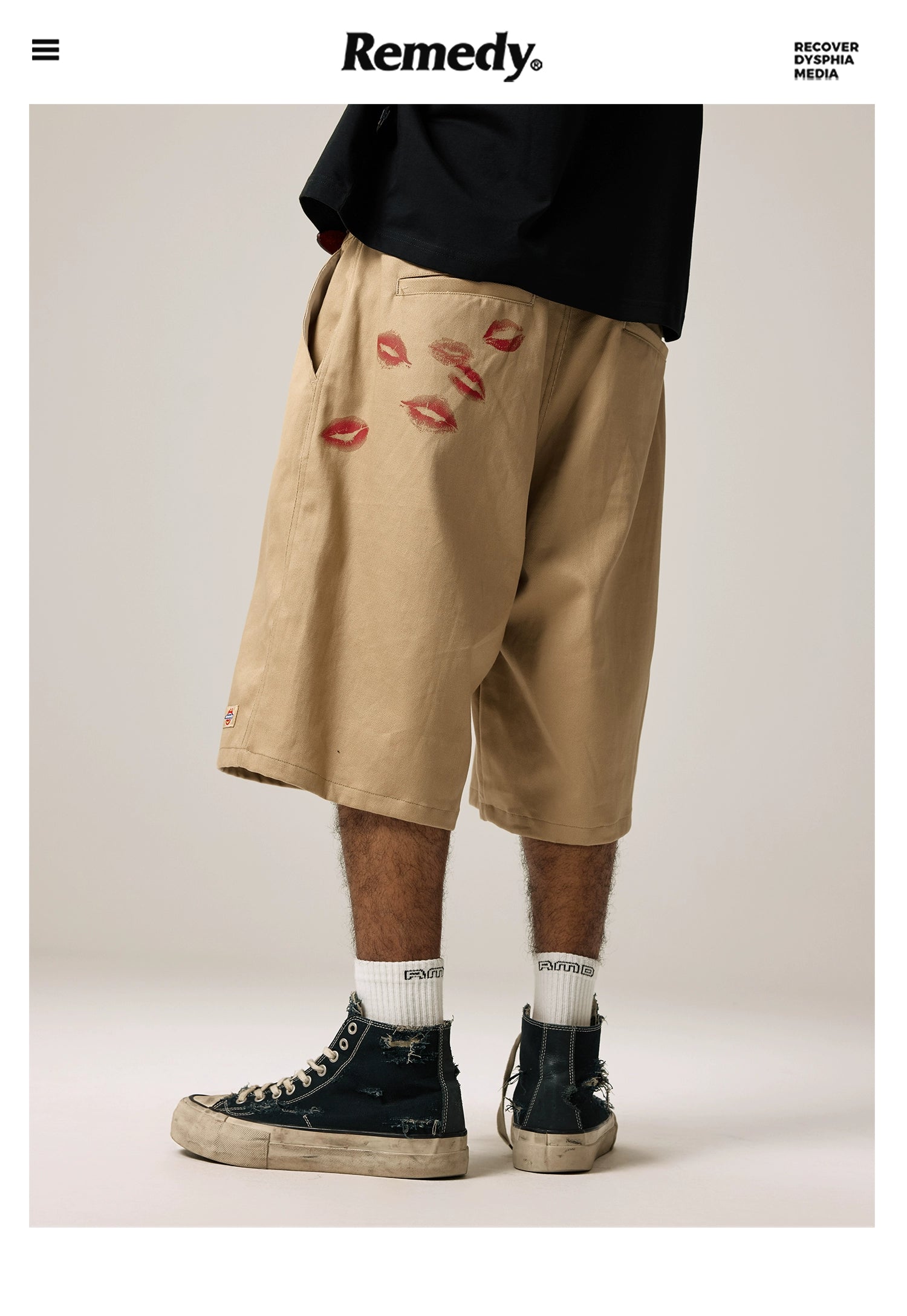 Remedy Guochao Loose Straight Casual Shorts