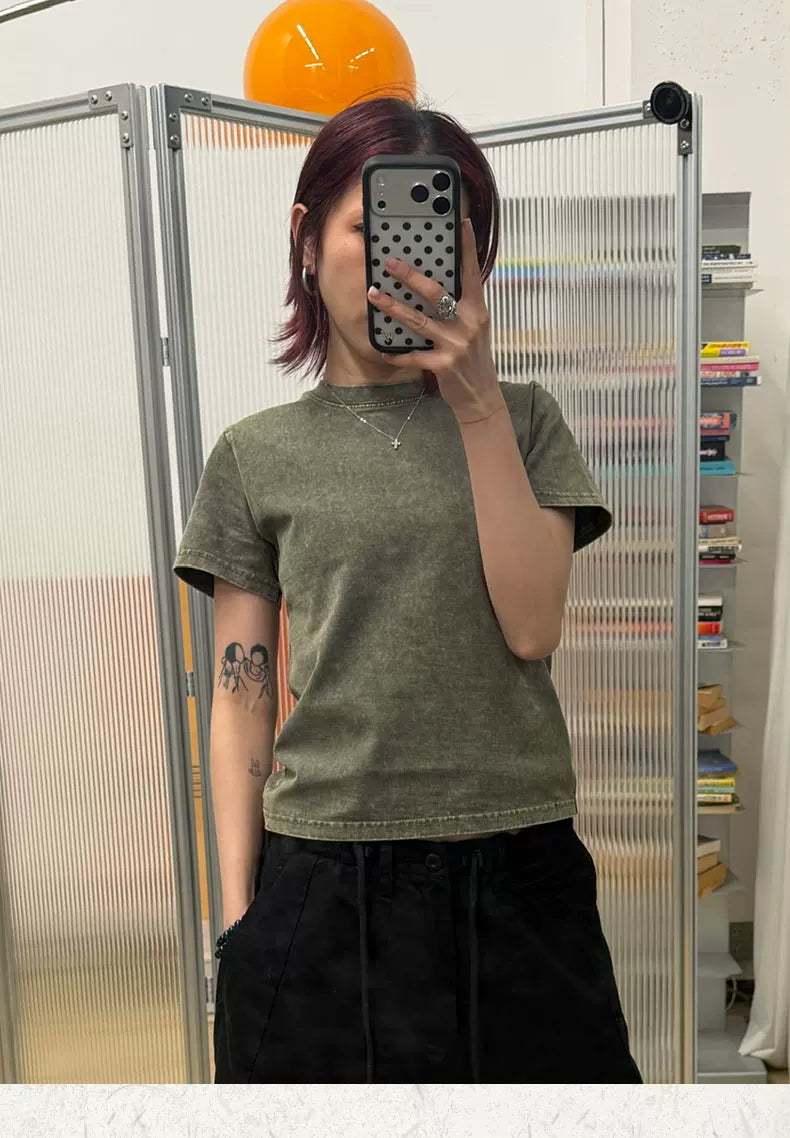 MMBBT Shoulder Short Versatile Casual Round Neck Tee