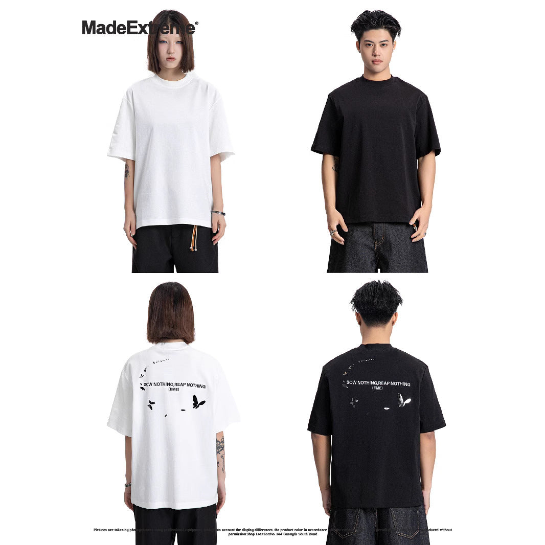 MADEEXTREME Cool Flat Texture Printed Letter Tee