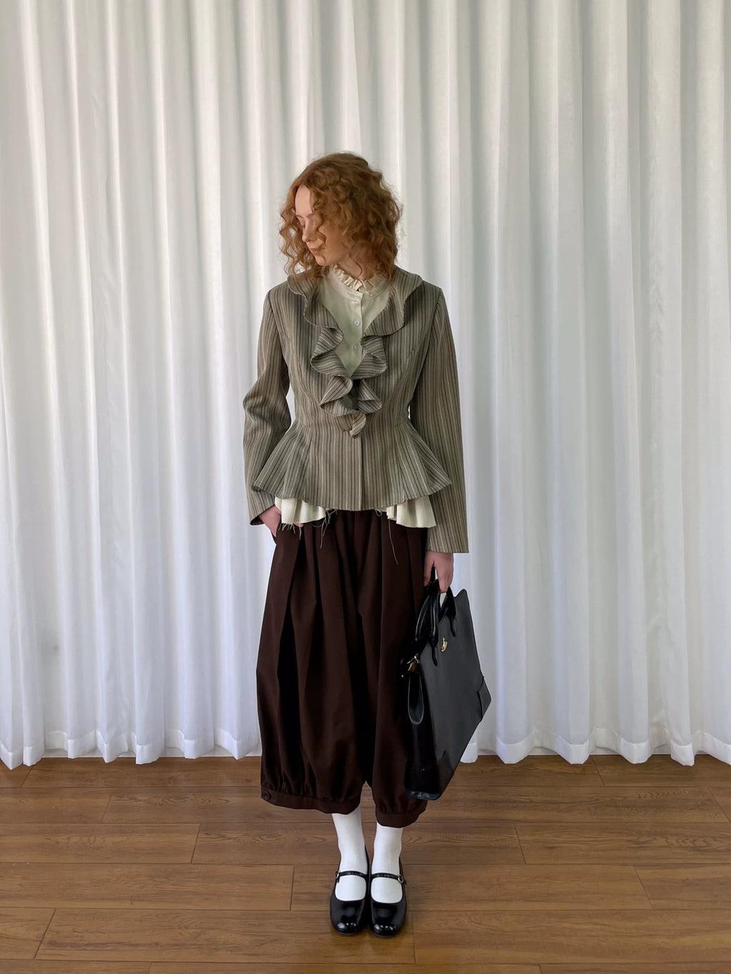 Loosesmell Striped Lace Versatile Blazer