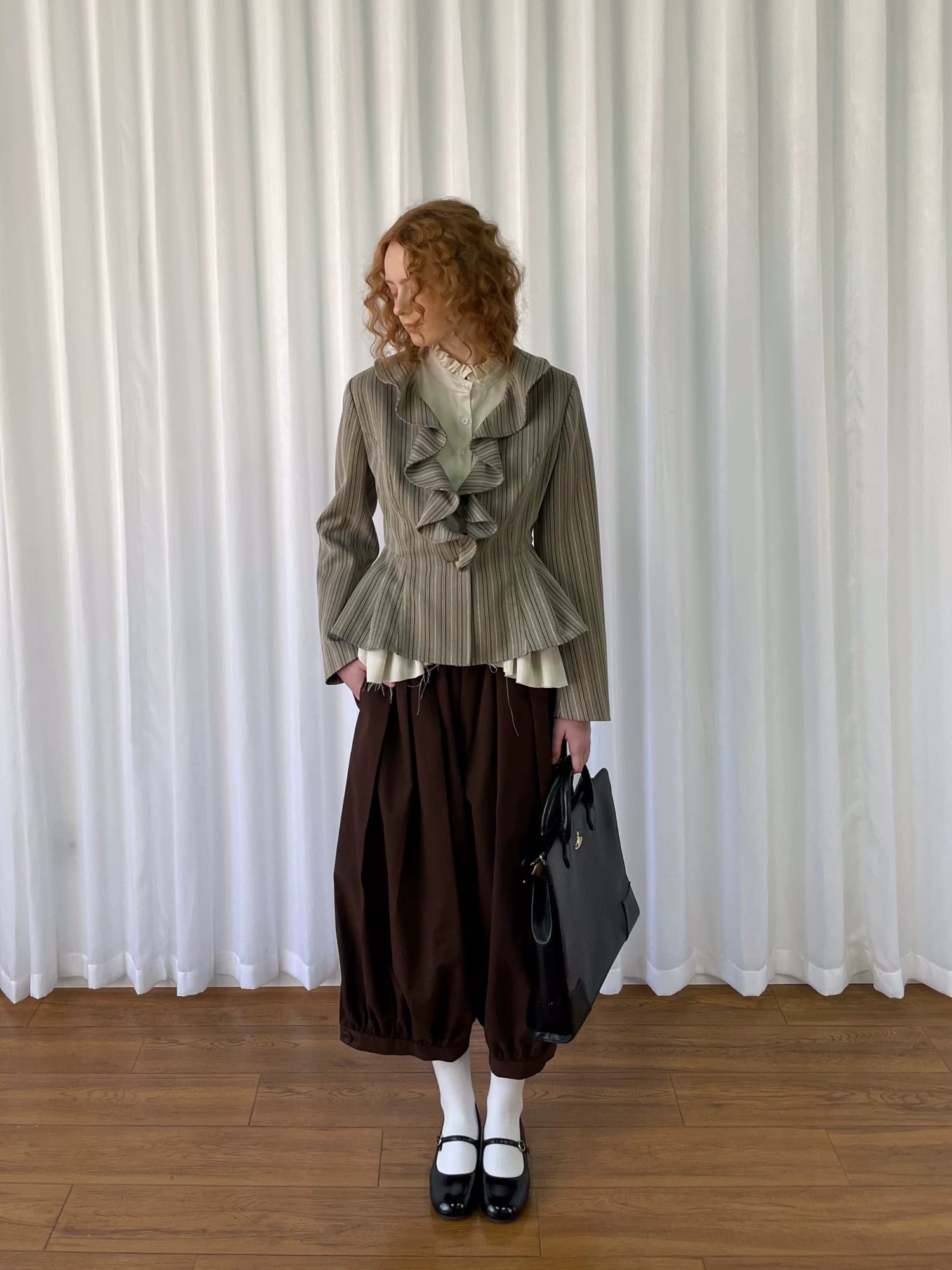 Loosesmell Striped Lace Versatile Blazer