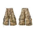 RELABEL Camouflage Leopard Print Splicing Tooling Eight-point Shorts