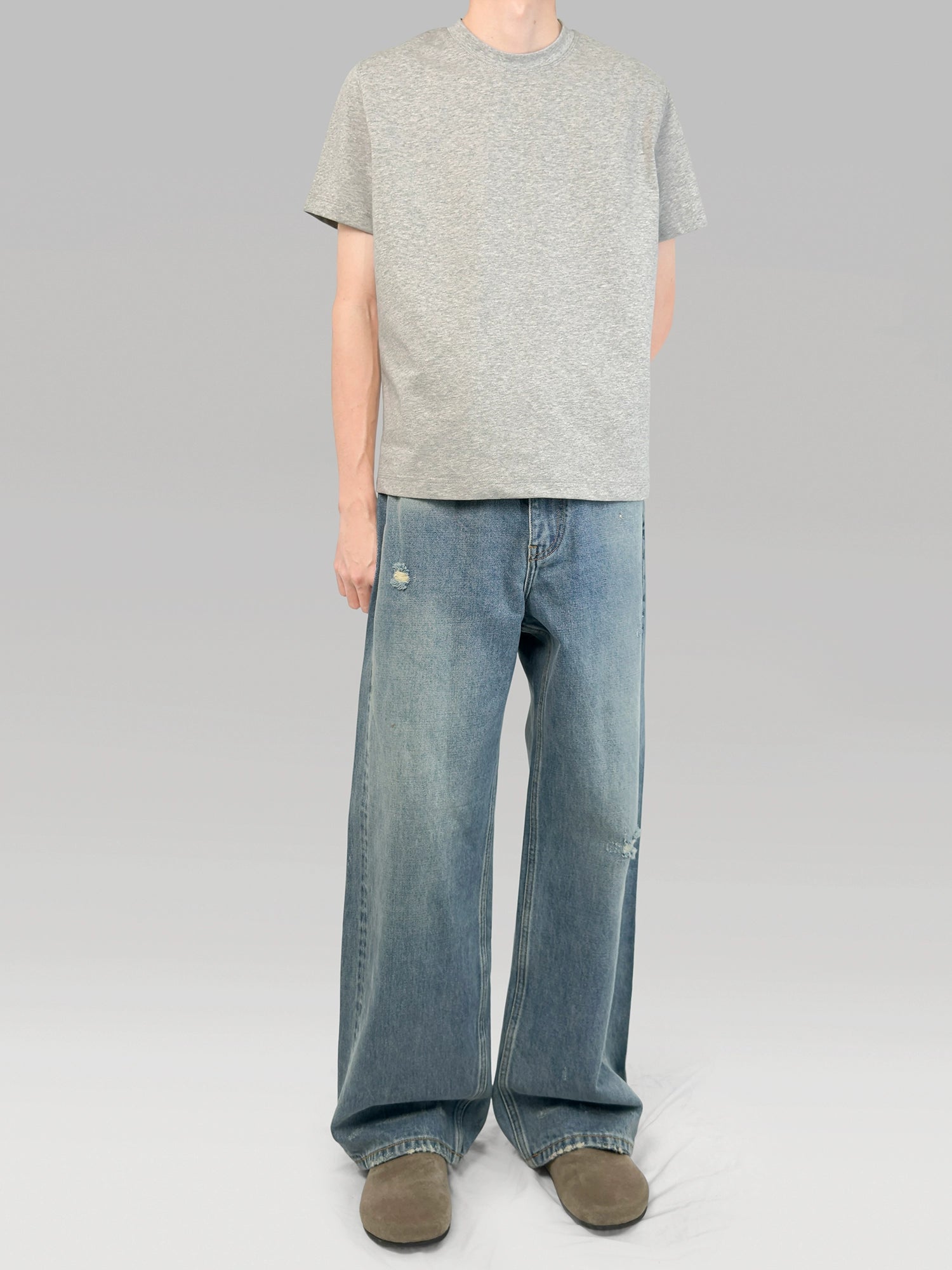 PLUS NO LOGO Washed Old Straight Jeans