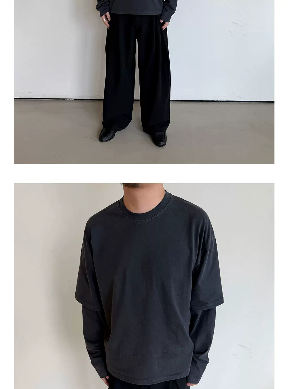 Anniehall Slack Fake Two Piece Casual Long Sleeve