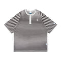 BENT IDEA Embroidery Henry Collar Striped Tee