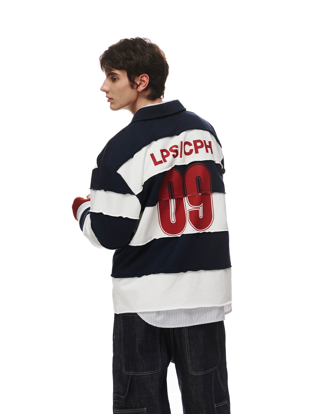 Loopsoon Two-tone Stitching Creative Polo Sweater