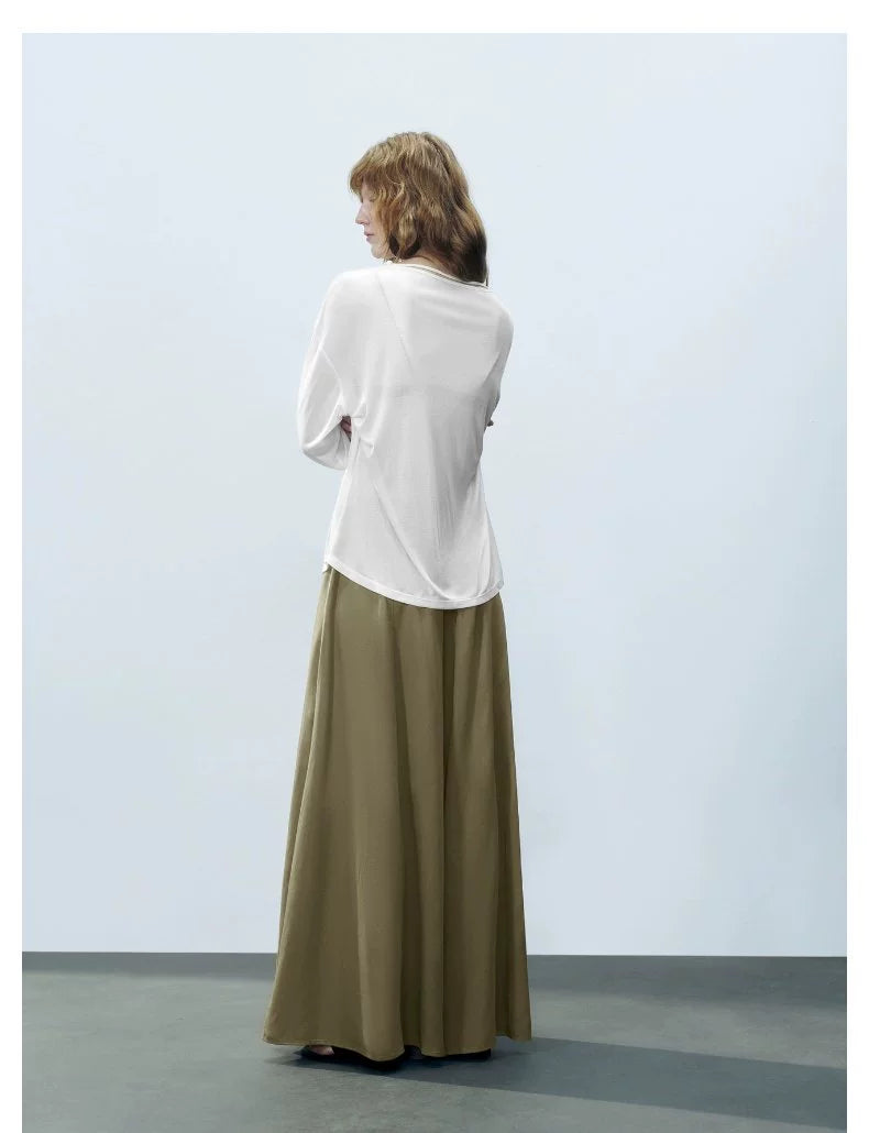 URBAN REVIVO Wave Style Vertical Super Loose Versatile Wide Leg Pants