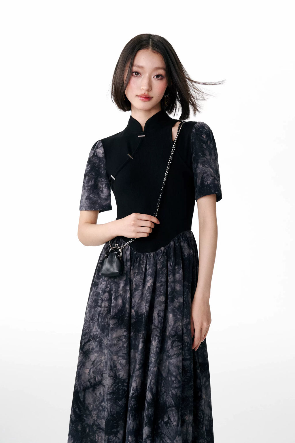 YEDM Metal Buckle Short-sleeved Dress
