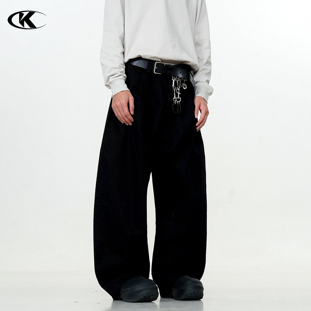 11KN button pleated three-dimensional tailoring scimitar pants