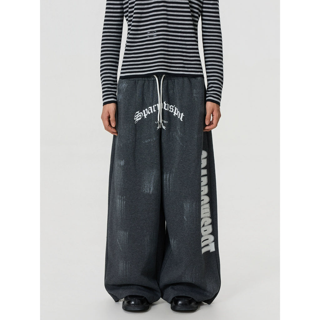 BTSG Vintage Painted Printed Wide-Leg Slacks