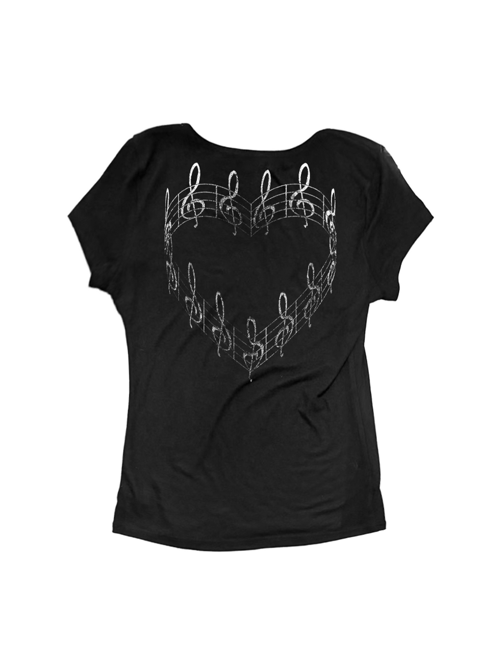 DETW Music Note Digital Printing U Neck Waist Tee