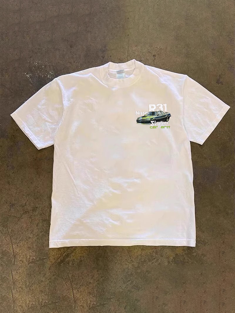 UPUPXIA Car Print Hip Hop Loose Tee