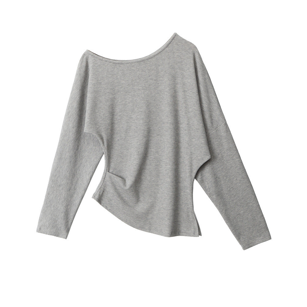 Nariele Irregular Diagonal Collar Waist Long Sleeves