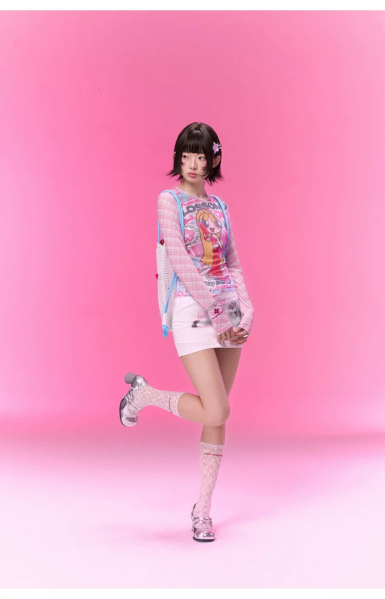 BJHG [Flying Girl Police Joint Name] Sweet and Cool Slim-fit Long Sleeve Blouse