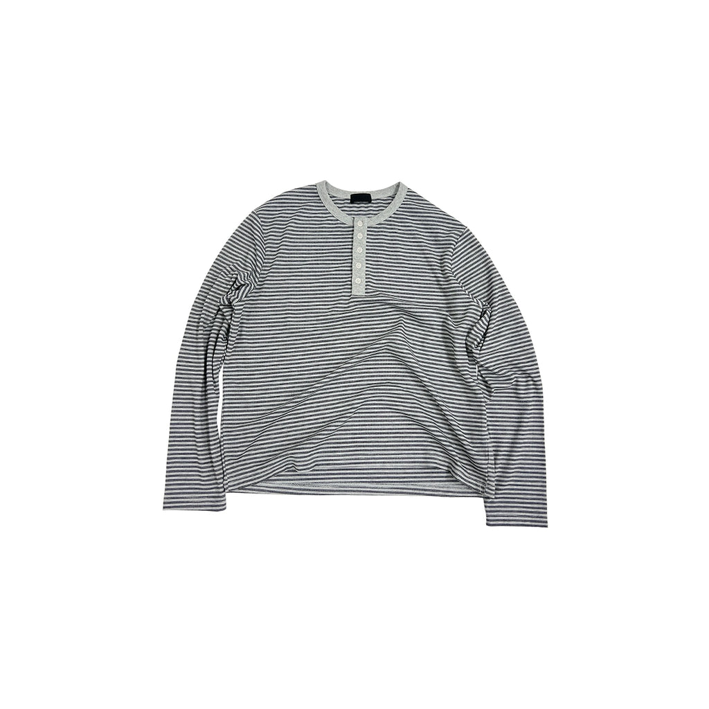 PLUS NO LOGO Casual Retro Crew Neck Striped Long Sleeve