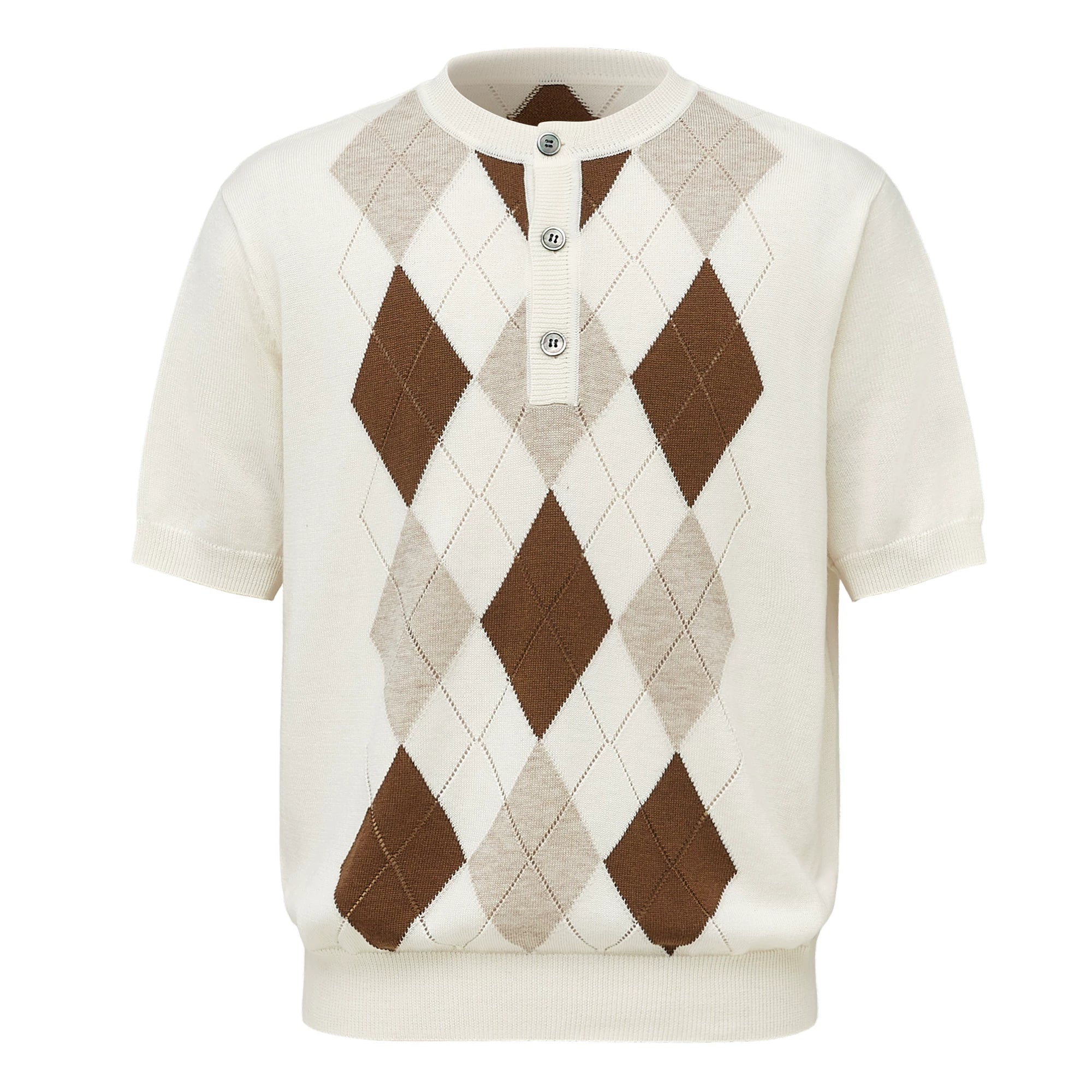 TAICHIISM Rhombus Knitted Splicing Plaid POLO Knitted Tee