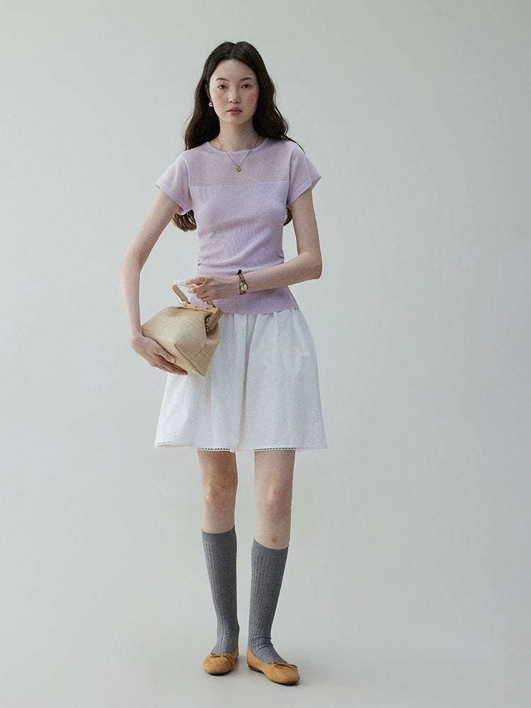 VOOE Semi-elastic Pleated Age-reducing Versatile A-shaped Skirt