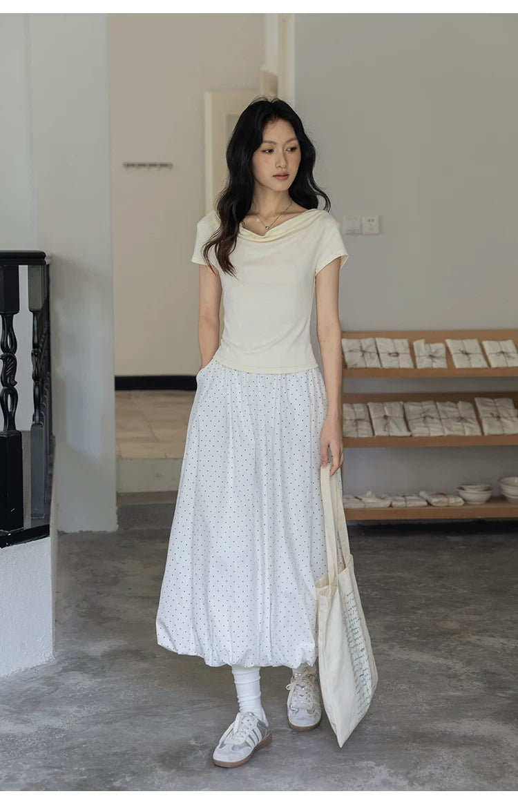 XUJING Temperament Polka Dot Bud Skirt