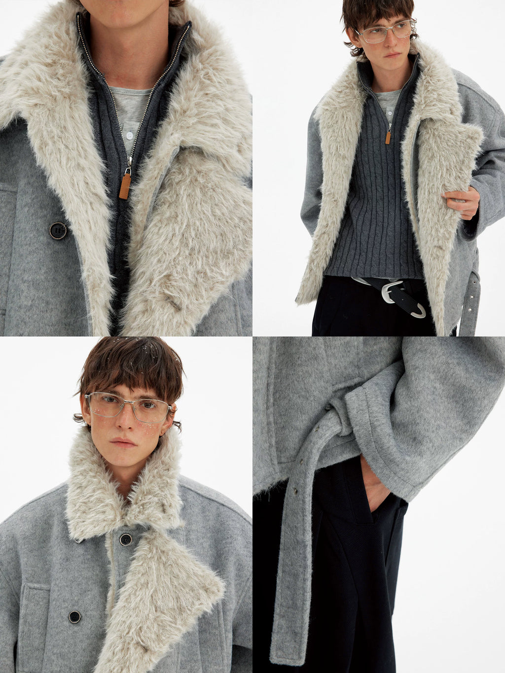 MADWITCH Vintage Premium Double-breasted Fur Collar Cotton Jacket