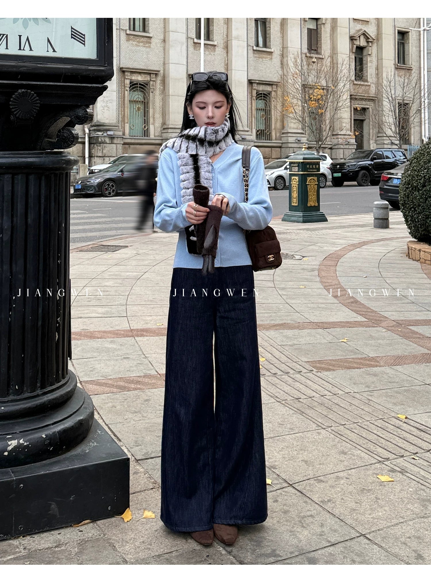 Jiang Wen V-neck Waist and Thin Knitted Cardigan